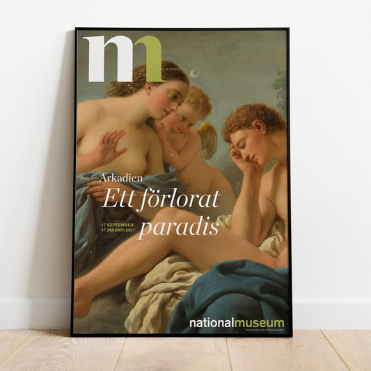 Poster från Nationalmuseums utställning Arkadien i Svart ram