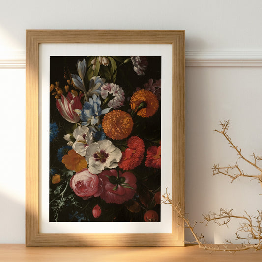 Affisch med blommor från Nationalmuseum i träram