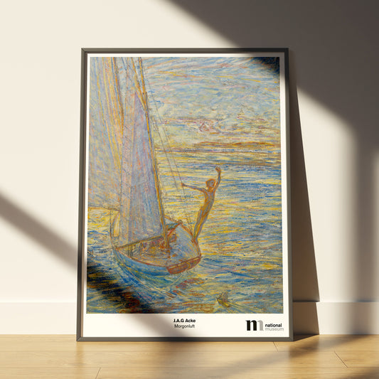 Poster 50x70cm i ram med J.A.G Ackes målning Morgonluft från Nationalmuseums samlingar