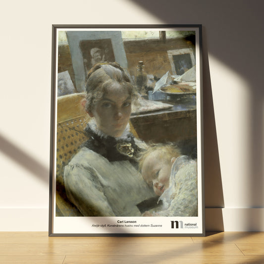 poster 50x70cm i ram med Carl Larssons målning ateljéidyll från Nationalmuseums samlingar