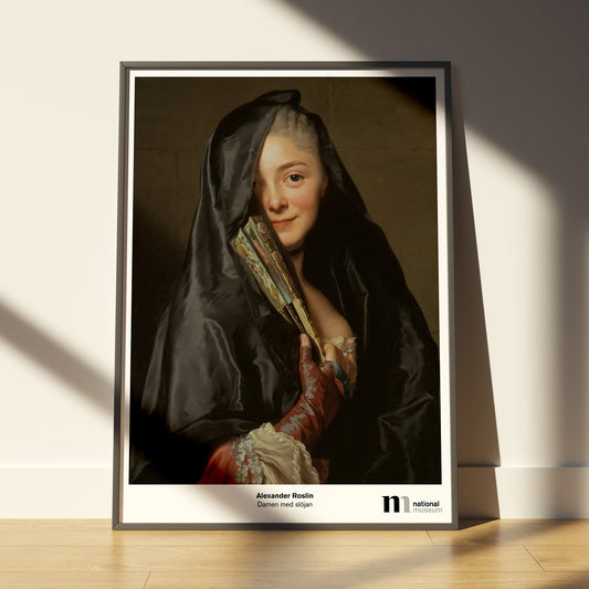 poster 50x70cm i ram med Alexander Roslins målning Damen med Slöjan från Nationalmuseums samlingar