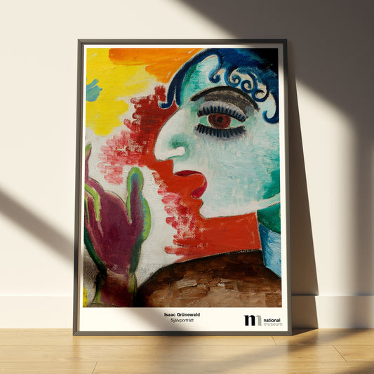 poster 50x70cm i ram med Isaac Grunewalds självporträtt från Nationalmuseums samlingar