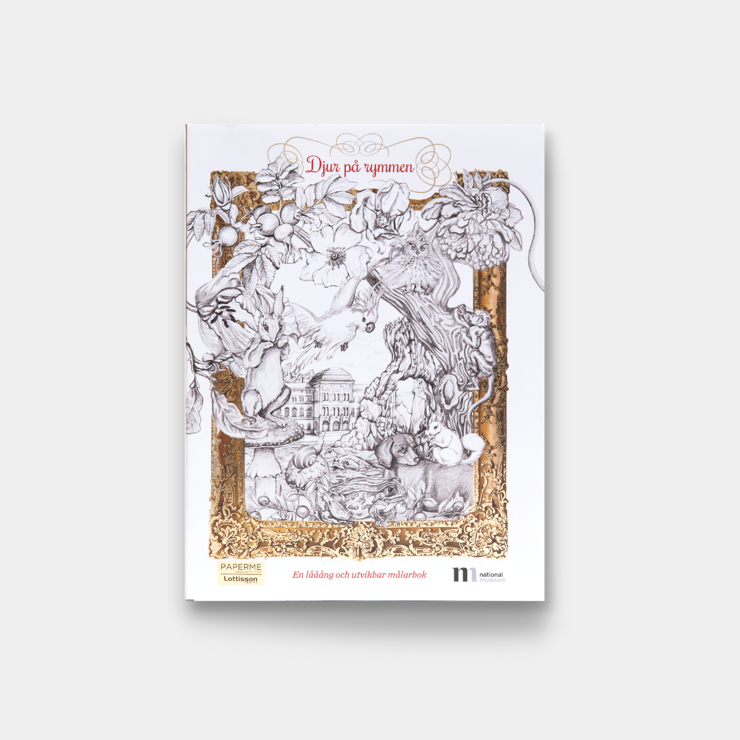 målarbok med motiv av djur på rymmen från nationalmuseum