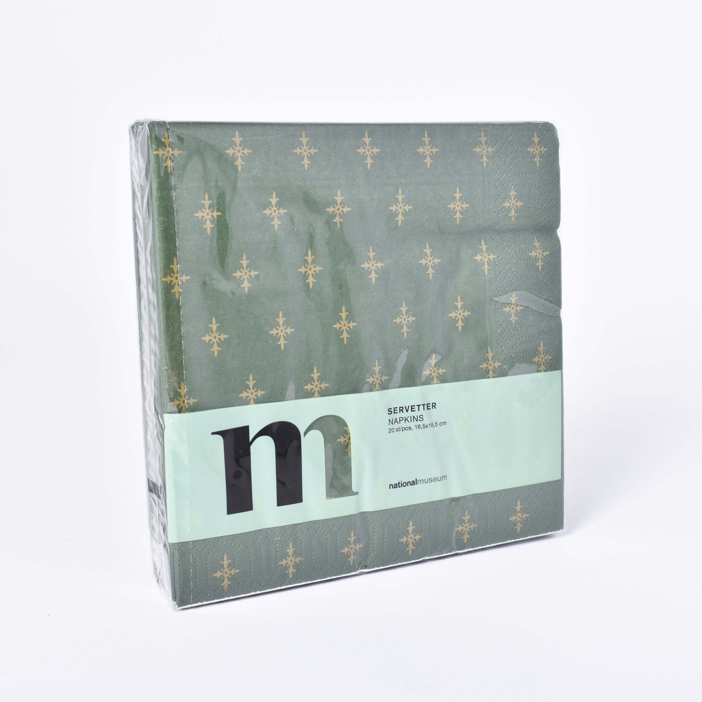 Gröna servetter med mönster från tapetprov i Nationalmuseums samlingar