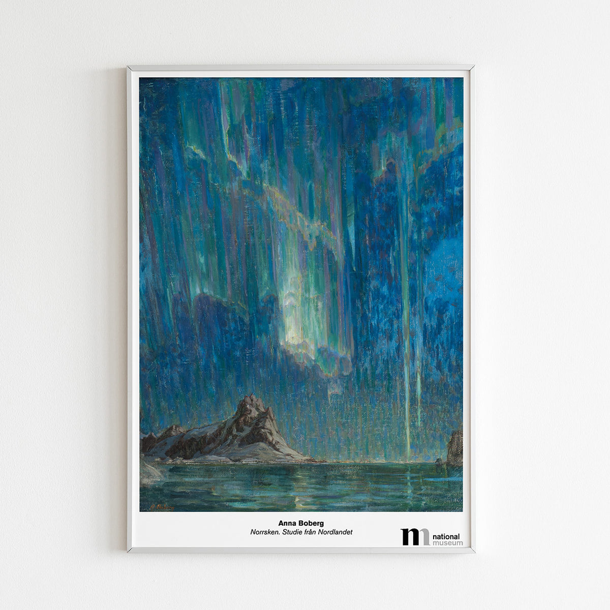Poster med Norrsken från Nationalmuseum i vit ram
