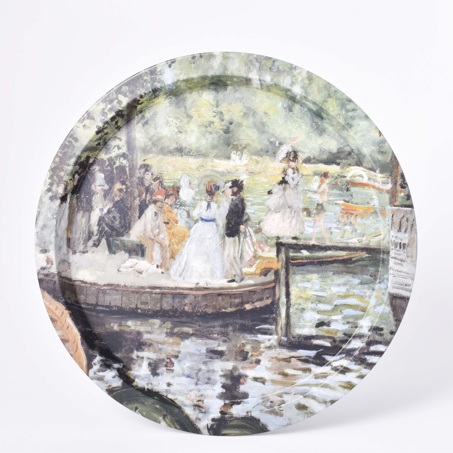 Rund plåtbricka med motiv av Auguste Renoirs La Grenouillère