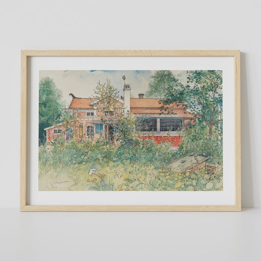 Poster med Carl Larssons Stugan i träram