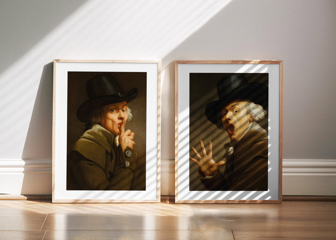 två affischer med självporträtt av Joseph Ducreux
