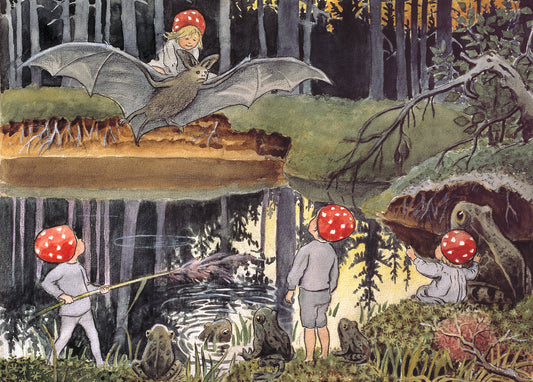 illustration av Elsa Beskow från barnboken Tomtebobarnen