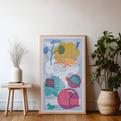 litografin Kompott inramad i träram