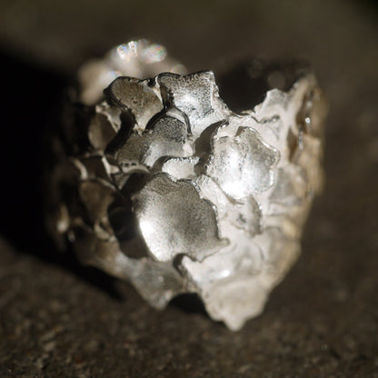 vacker ring i silver i naturen tillverkad av Ovrebruket för Nationalmuseum