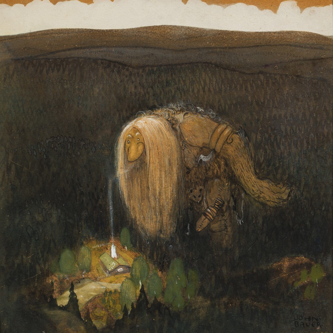 Målning av ett skogstroll av John Bauer från Nationalmuseums smalingar