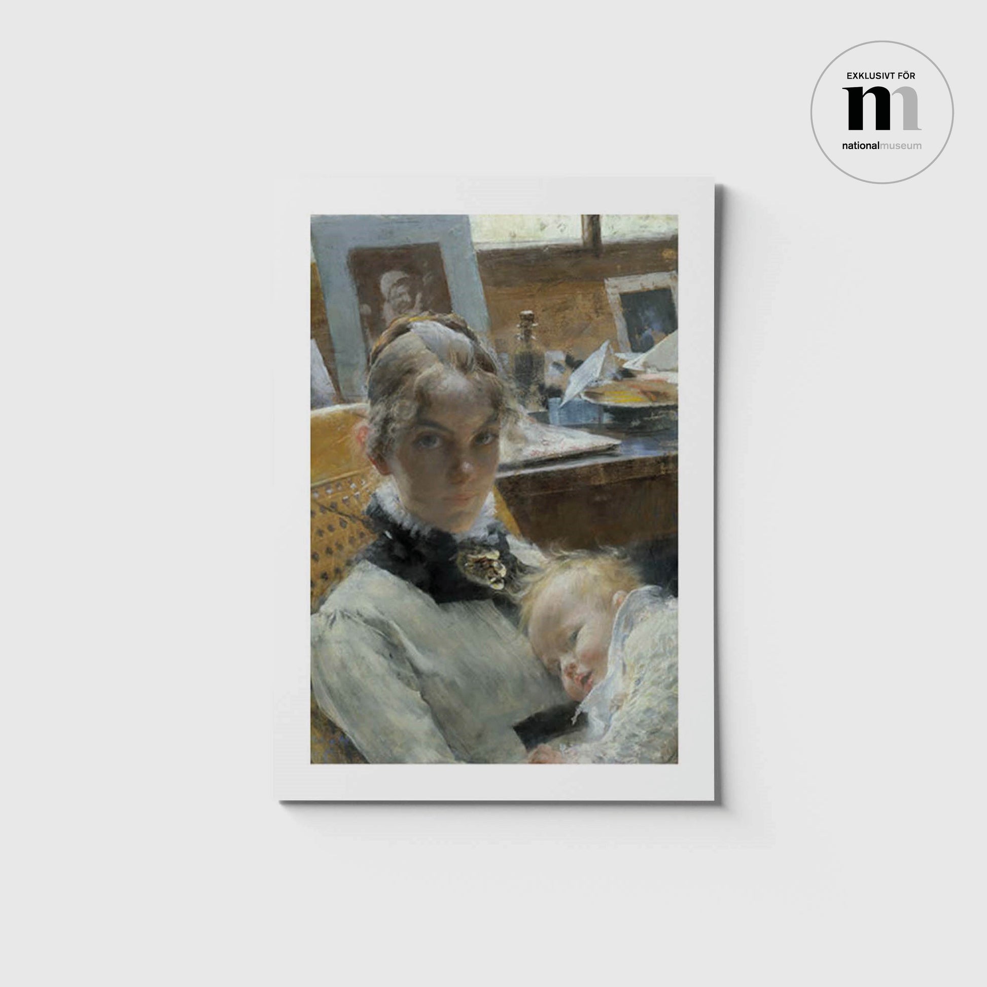 Vykort i A5 med Carl Larssons porträtt av Karin Larsson från NAtionalmuseum