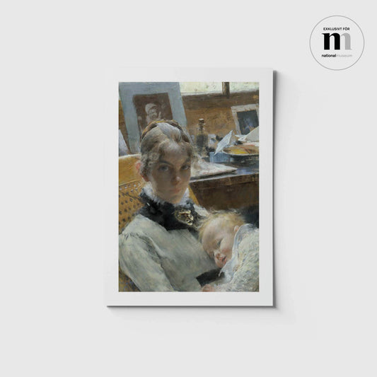 Vykort i A5 med Carl Larssons porträtt av Karin Larsson från NAtionalmuseum