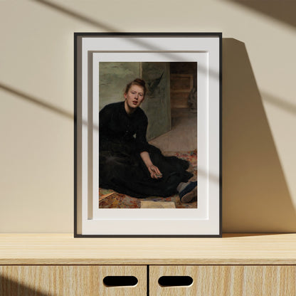 affisch i svart ram med Hanna Paulis porträtt av Venny Soldan från Nationalmuseum