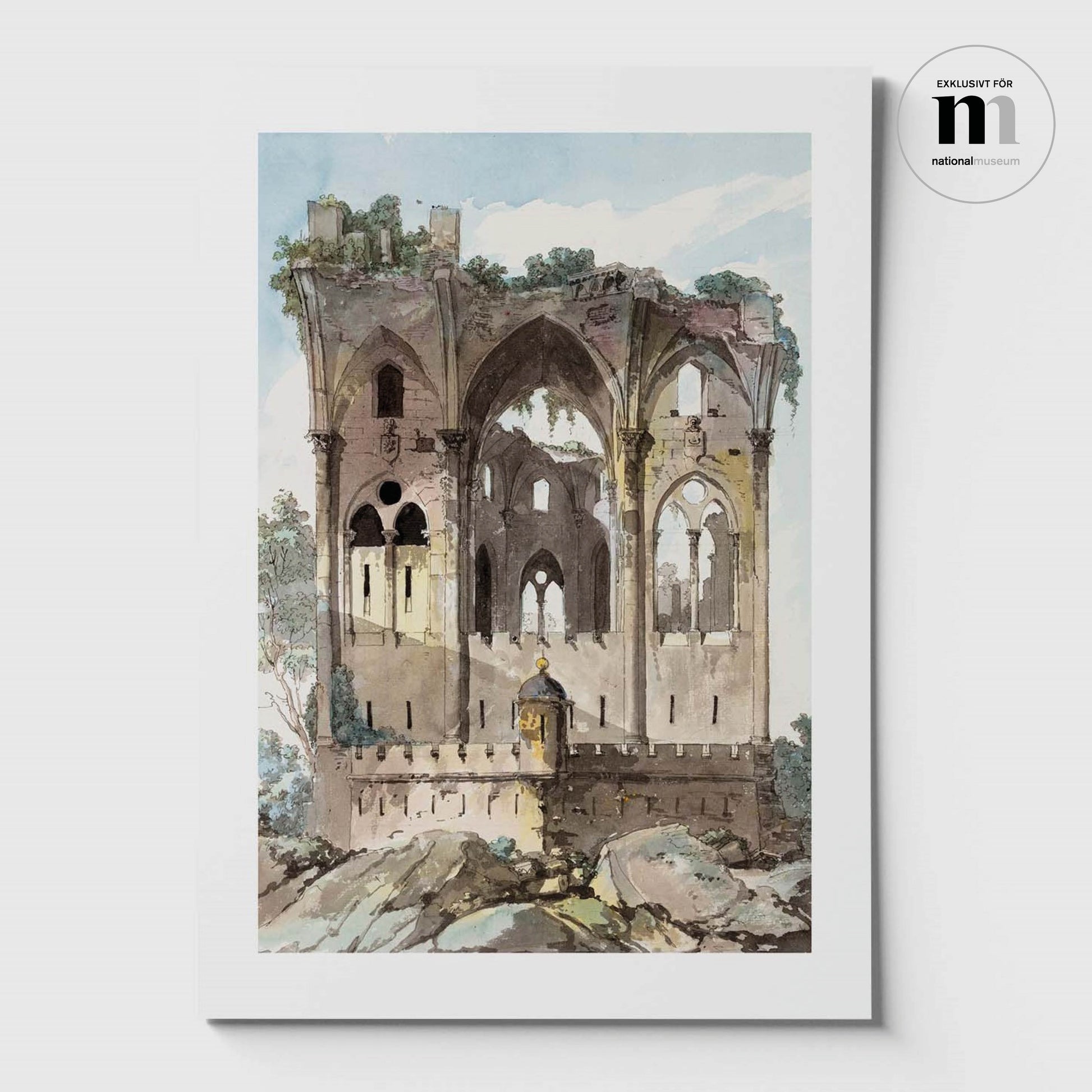 poster med akvarellmålning föreställande en bogruin från stockholm stadsmuseum