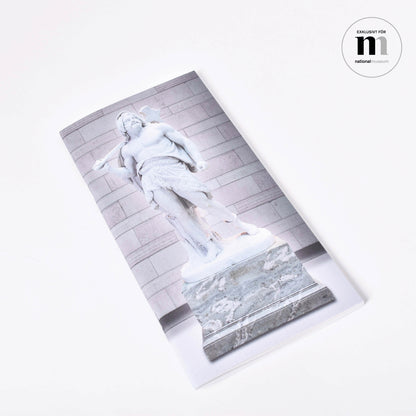 Långsmal anteckningshäfte med omslagsmotiv av Bengt Erland Fogelbergs skulptur Tor från Nationalmuseum