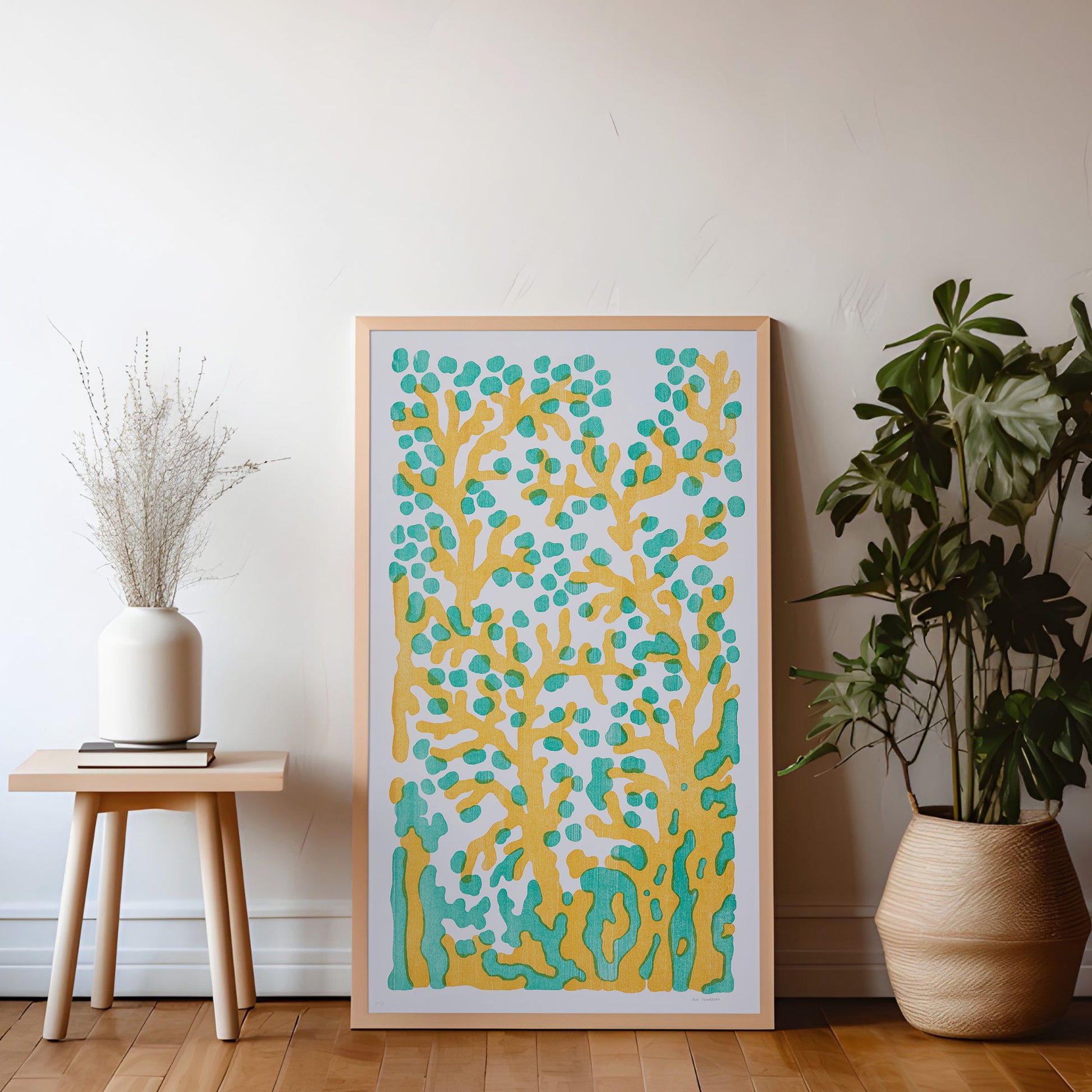 Litografin Blåbär inramad i träram