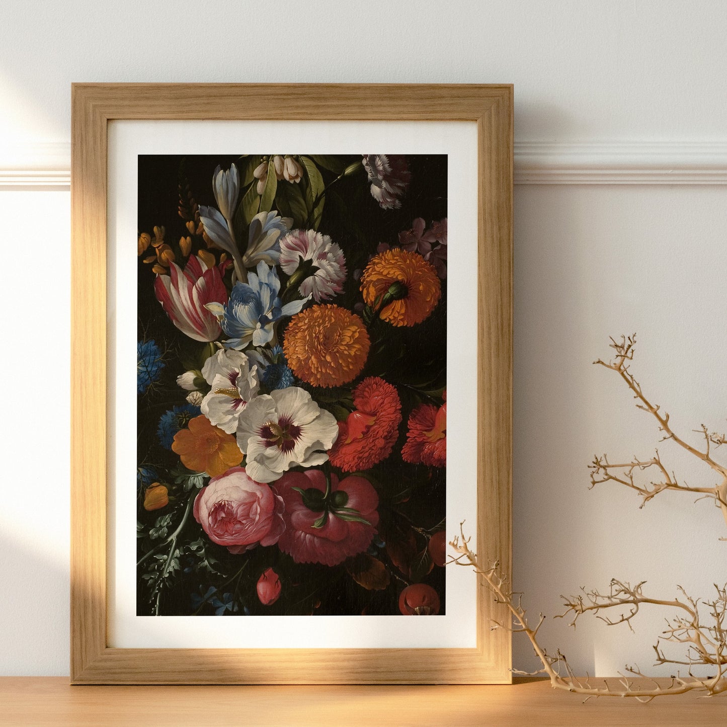 Affisch med blommor från Nationalmuseum i träram