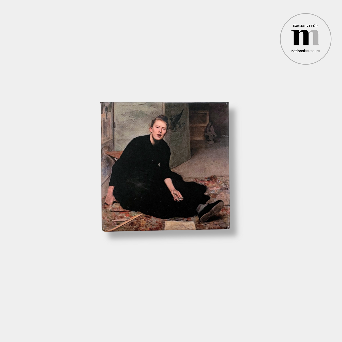 kvadratisk kylskåpsmagnet med Hanna Paulis målning av Venny Soldan-Brofeldt