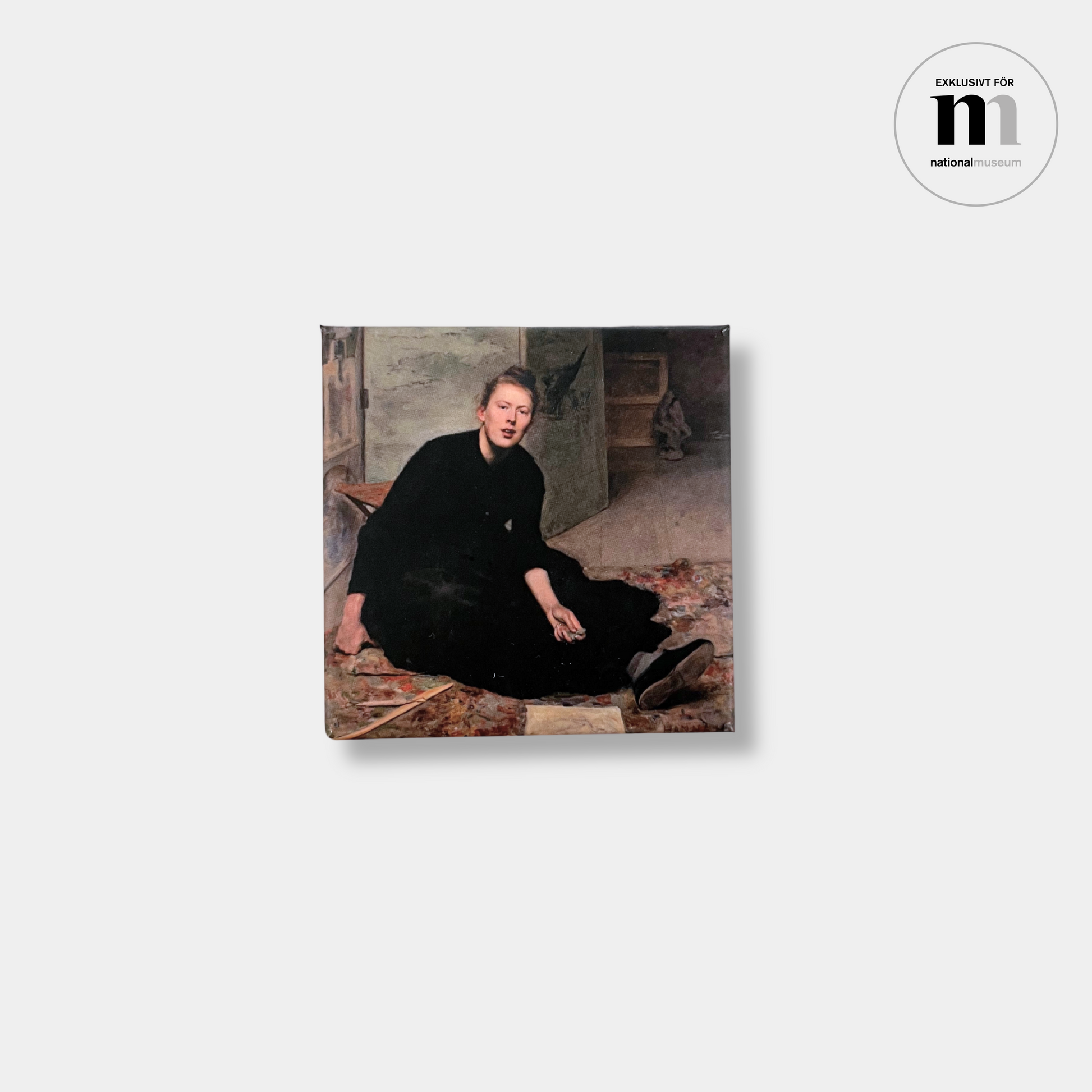 kvadratisk kylskåpsmagnet med Hanna Paulis målning av Venny Soldan-Brofeldt