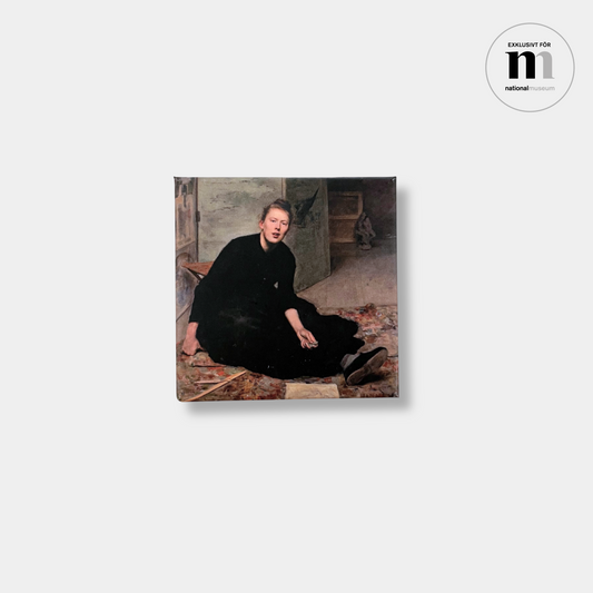 kvadratisk kylskåpsmagnet med Hanna Paulis målning av Venny Soldan-Brofeldt