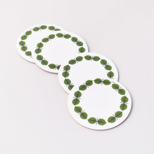 fyra glasunderlägg med Stig Lindbergs mönster Berså