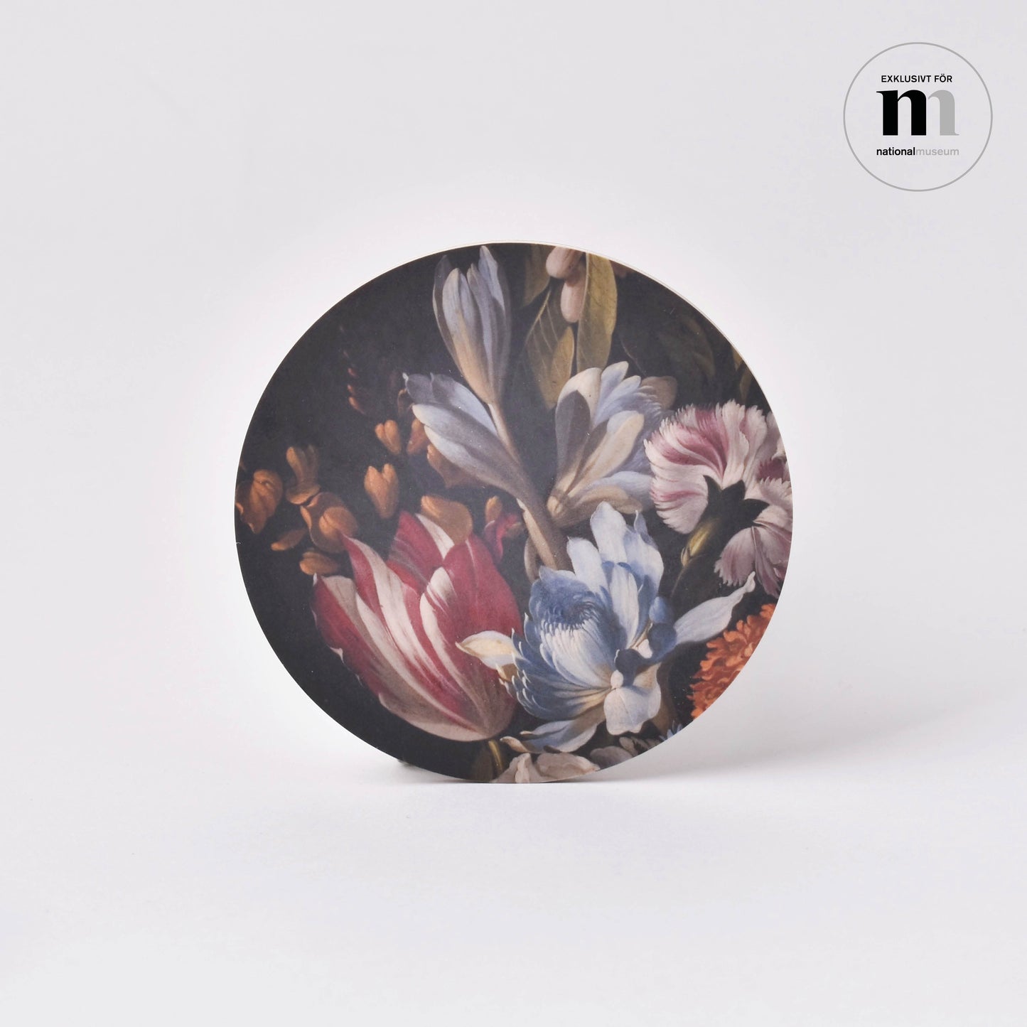 glasunderlägg med blomsterstilleben från Nationalmuseum