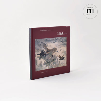 konstbok om Liljefors med rött omslag utgiven av Nationalmuseum

