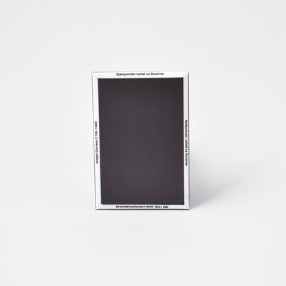 baksida av kylskåpsmagnet med målningen la surprice