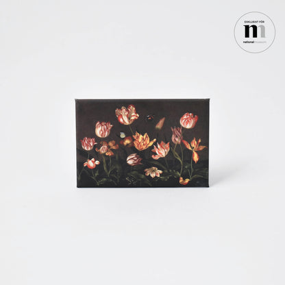 kylskåpsmagnet med tulpaner och fjärilar från NAtionalmuseum