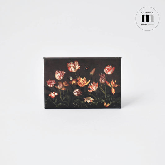 kylskåpsmagnet med tulpaner och fjärilar från NAtionalmuseum