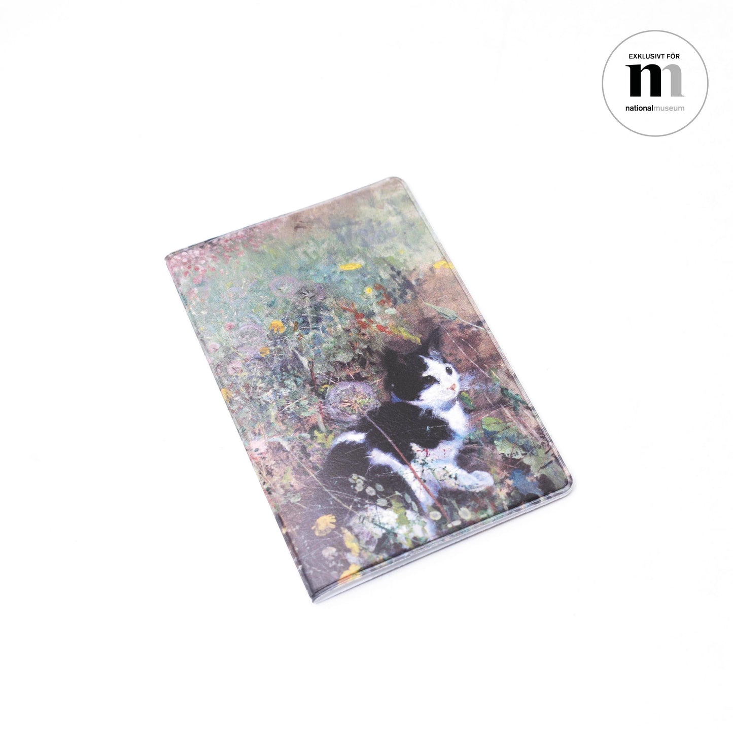 kortfodral med bruno liljefors målning katt på blomsteräng från Nationalmuseum