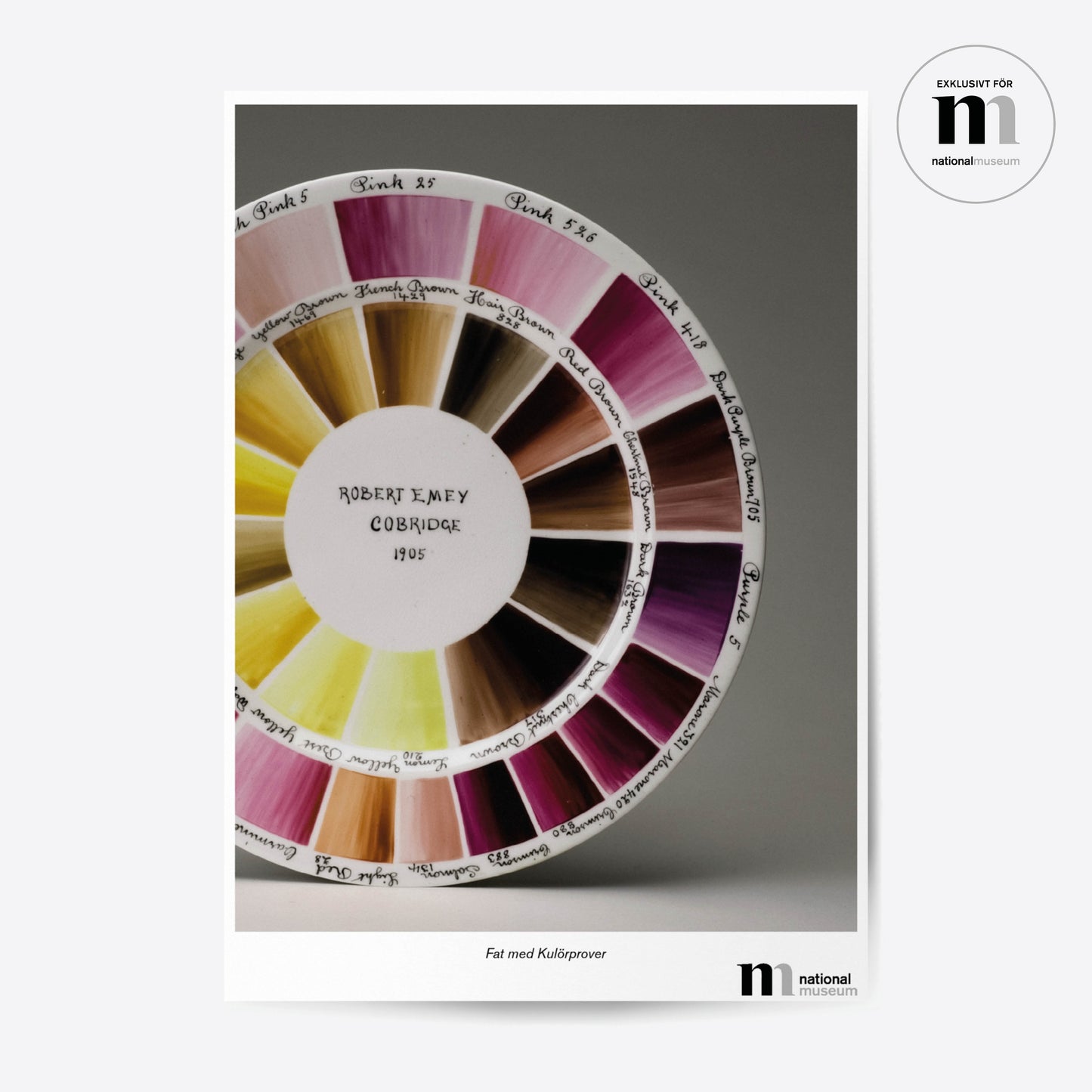 grafisk poster med färgprov från Gustavsbergs porslinsfabrik