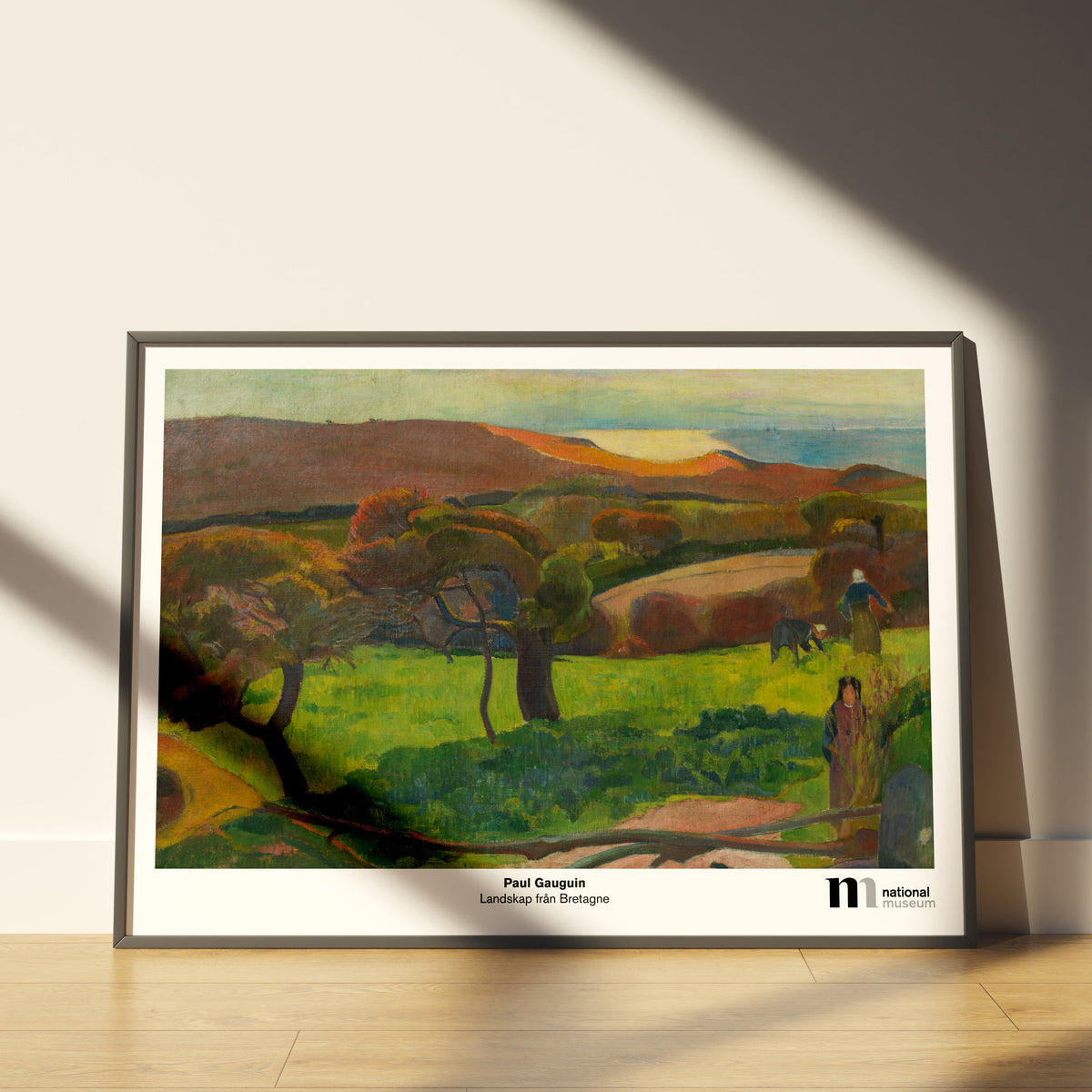 poster i svart ram med Nationalmuseums målning landskap från Bretagne av Paul Gauguin