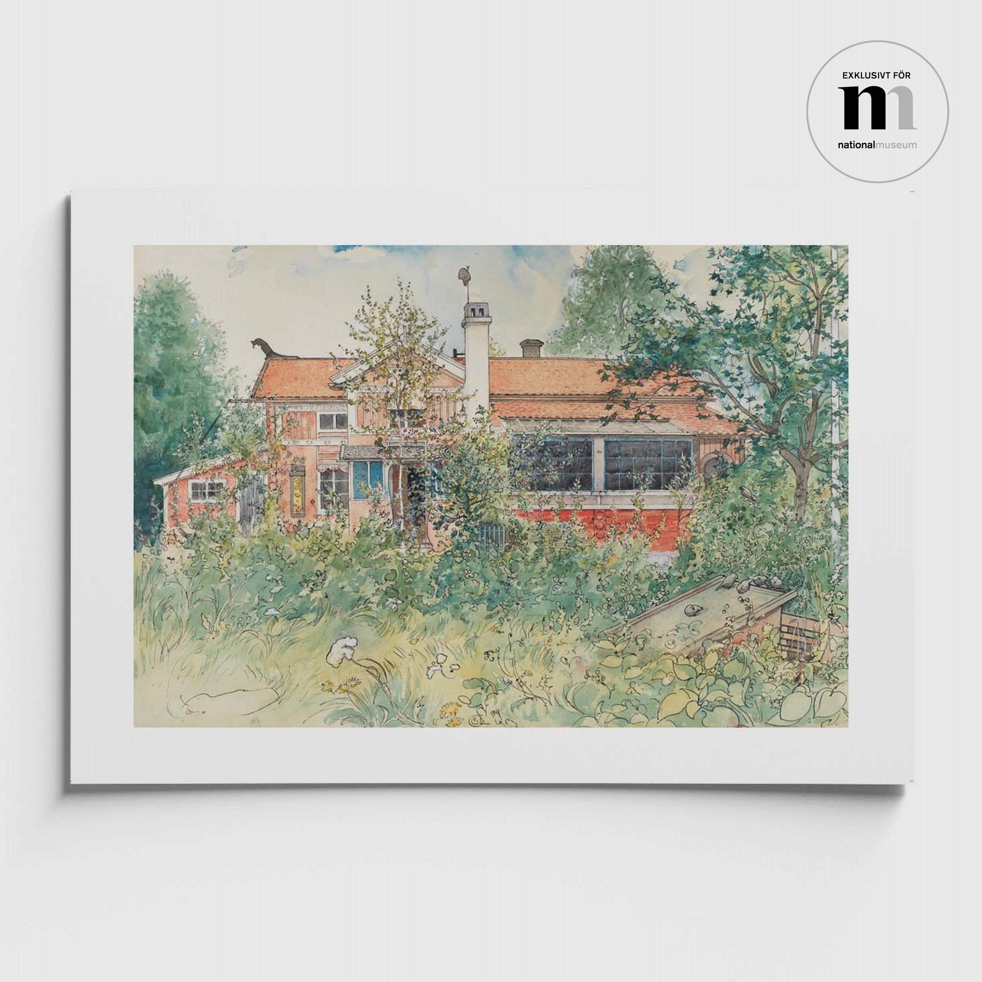 poster föreställnade stugan Lilla Hyttnäs i Sundborn av Carl Larsson från NAtionalmuseums samlingar