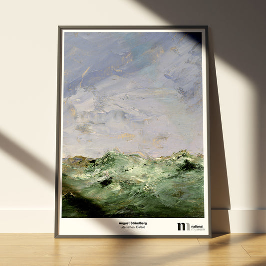 poster 50x70cm i ram med August Strindbergs målning Lite vatten, Dalarö från Nationalmuseums samlingar