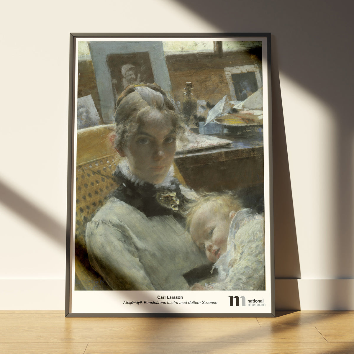 poster 50x70cm i ram med Carl Larssons målning ateljéidyll från Nationalmuseums samlingar