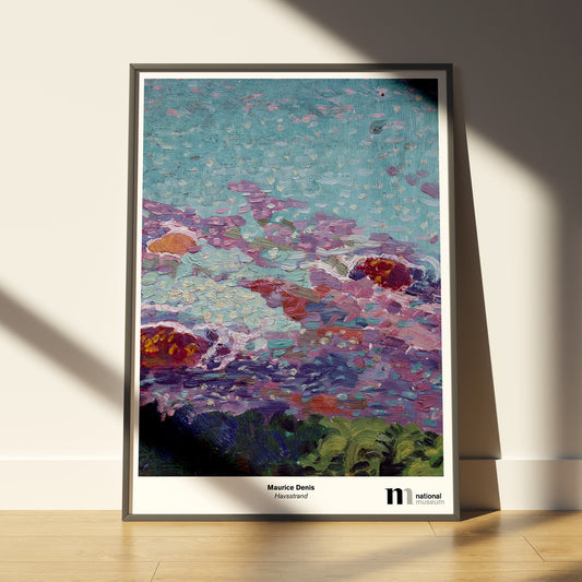 poster 50x70cm i ram med Maurice Denis målning Havsstrand från Nationalmuseums samlingar