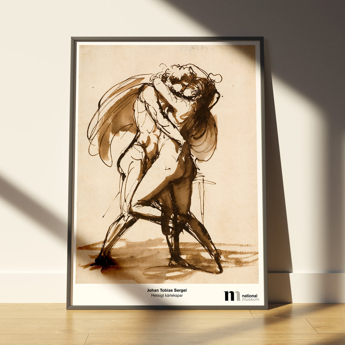 poster 50x70cm med Sergels teckning Hetsigt Kärlekspar från Nationalmuseums samlingar
