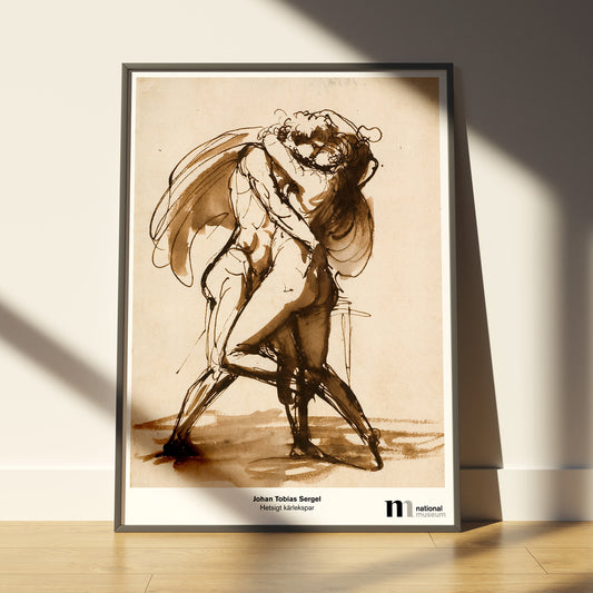 poster 50x70cm med Sergels teckning Hetsigt Kärlekspar från Nationalmuseums samlingar
