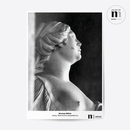 svartvit affisch med skulpturen Urania från NAtionalmuseum