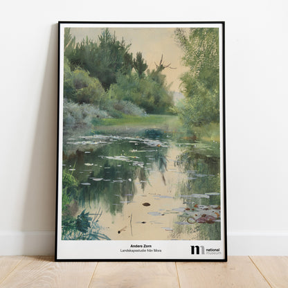 Stående poster med motiv av Anders Zorn i svart ram från Nationalmuseum