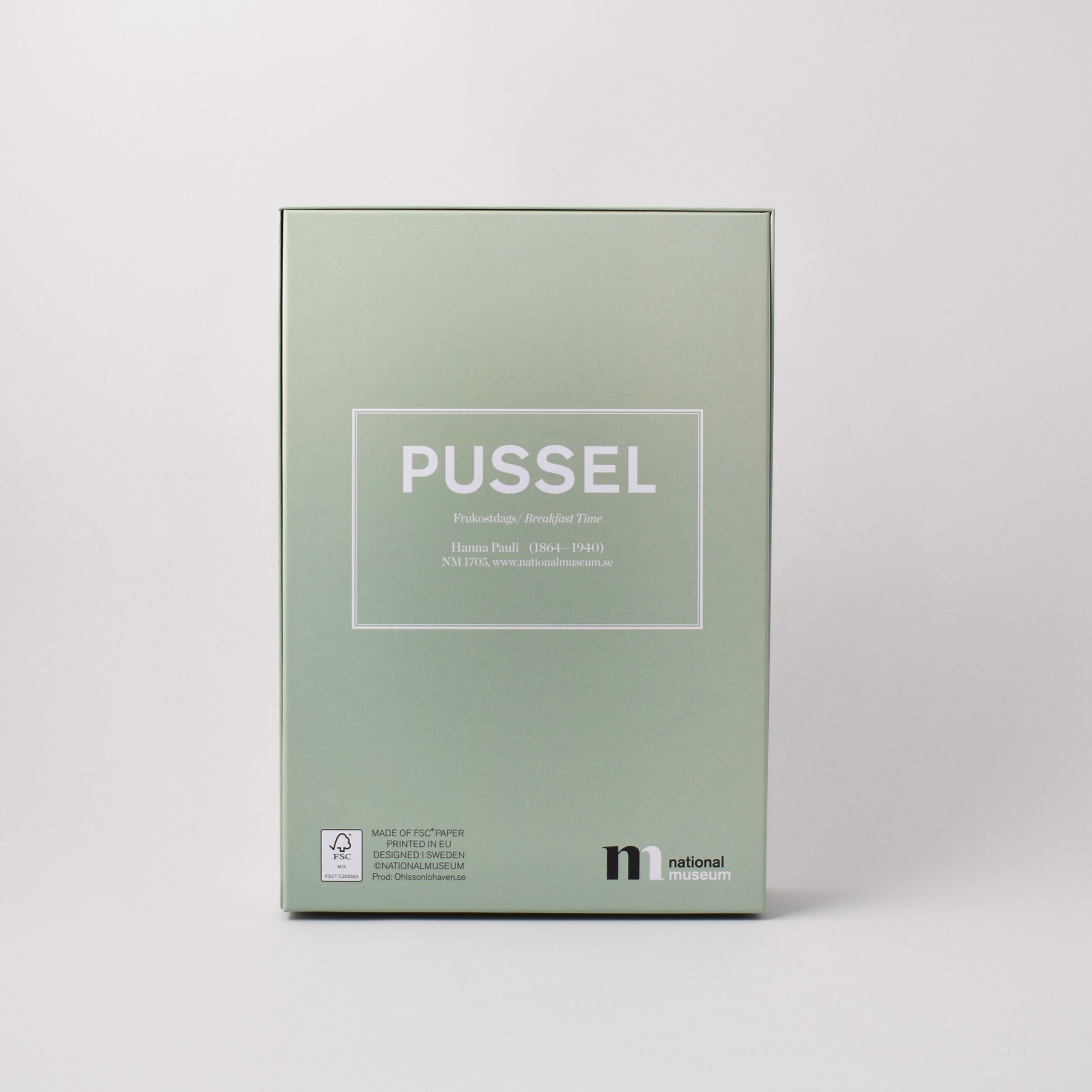 baksida av pussel med målningen Frukostdags från Nationalmuseum