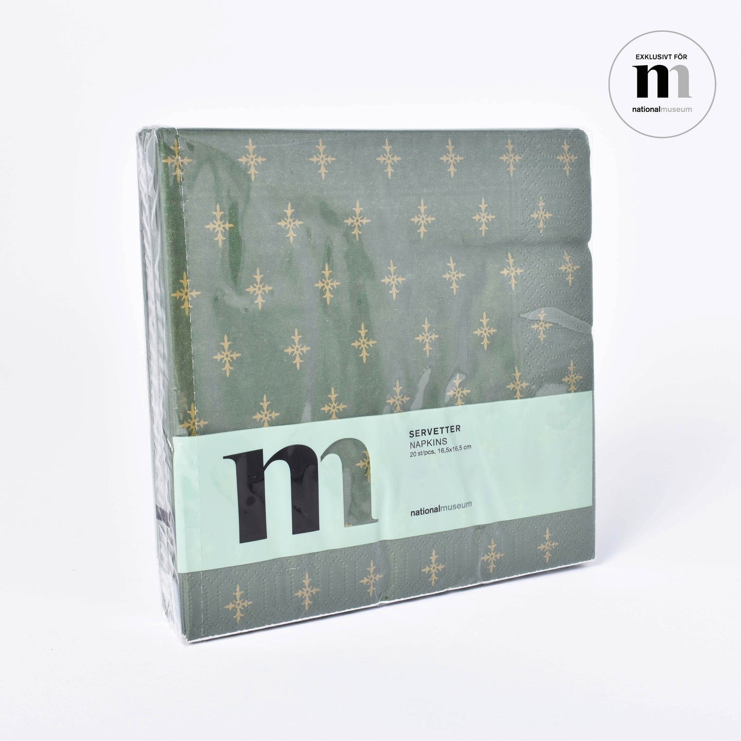 servetter i grönt och guld från Nationalmuseum
