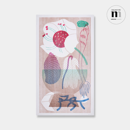 Litografi i beige med växter och grönsaker exklusivt för Nationalmuseum