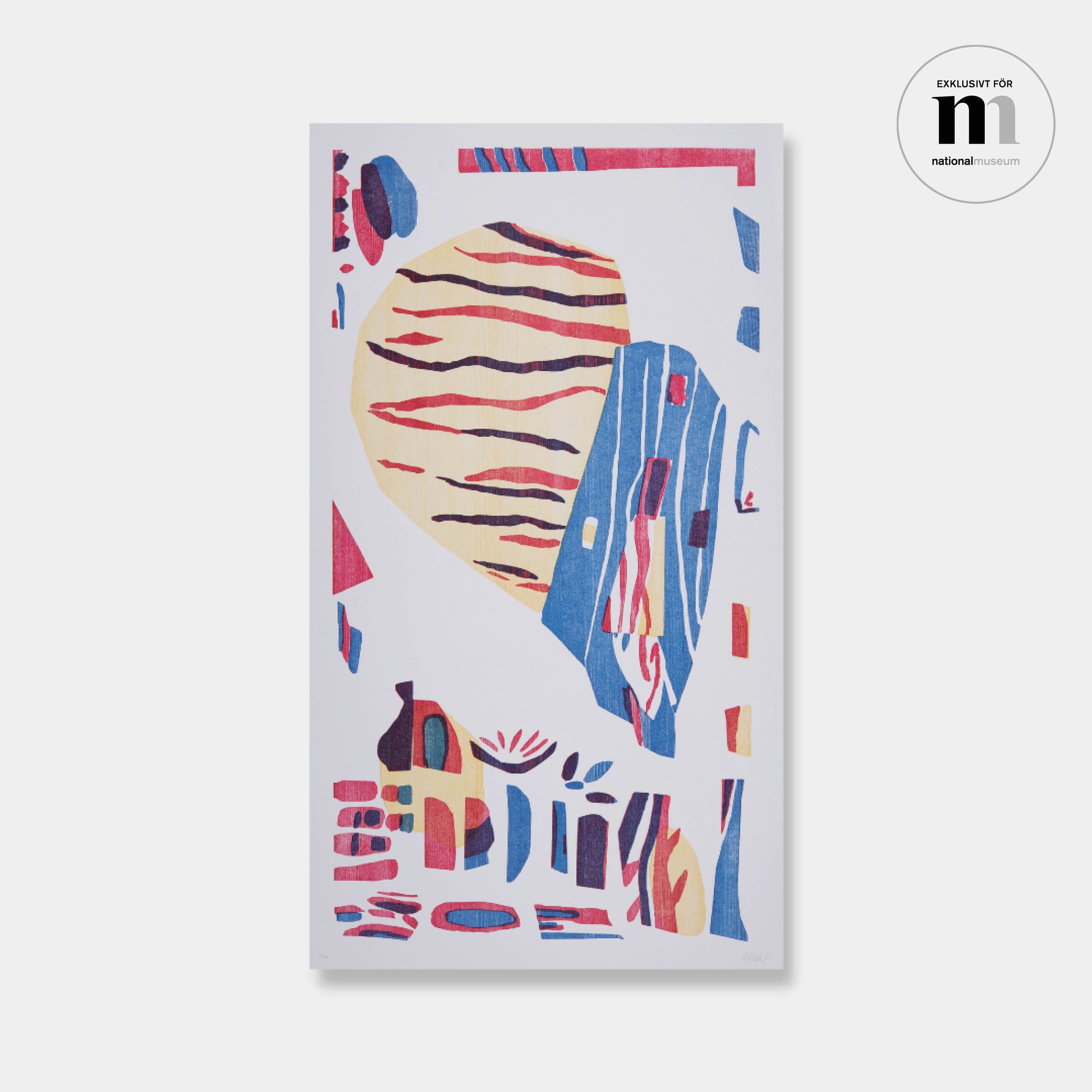 Litografi i blått, gult och rött exklusivt för Nationalmuseum