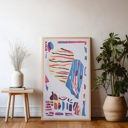 litografin Strimmor från Nationalmuseum inramad i träram