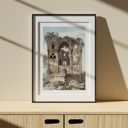 Affisch från utställningen trädgården på nationalmuseum i svart ram