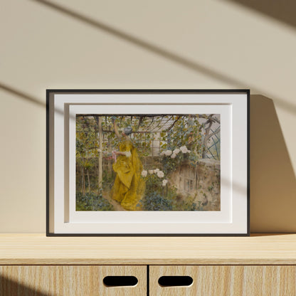 poster i svart ram med Carl Larssons Vinet från Nationalmuseum